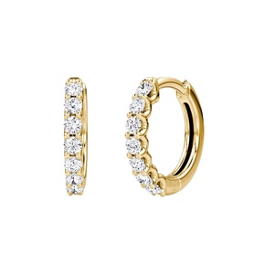 Elegante pendiente de aro Huggies 14K 18K oro amarillo redondo CVD GIA certificado Diamante cultivado en laboratorio para joyería de regalo de boda-DS0173 - Product Image 1