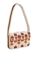 Sac à bandoulière perlé à imprimé animal, style bohème, broderie artisanale, sac à main à sangle unique, fermeture à rabat, rouge et blanc