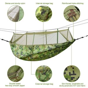 Amaca Doppia Portatile da Campeggio con Zanzariera, Tenda da Esterno per Giardino ed Escursionismo per Due Persone, 2 Cinghie Incluse - Product Image 2