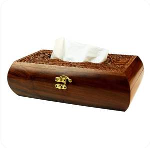 Caja de pañuelos de madera maciza con superficie lisa para uso corporativo y residencial - Product Image 3