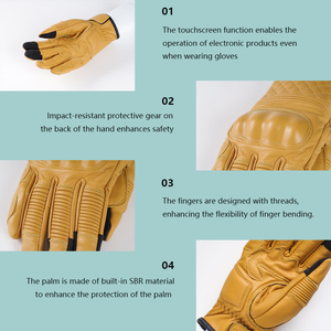 Guantes de Motocicleta de Cuero Genuino para Hombre, para Todas las Estaciones, con Protección Antideslizante y Antiviento, Agarre para Carreras en Carretera - Product Image 4