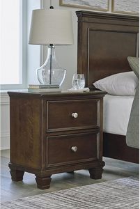 Table de chevet classique en bois massif de haute qualité avec finition brun foncé pour chambre à coucher - Product Image 6