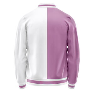 Custom Baseball Jacket Teamname 00 Pink White Color Blocked Unisex Full Sleeve Button Front Pocket Regular Fit - Product Image 2