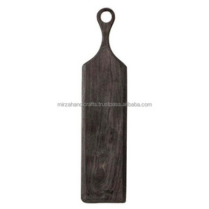 Planche à découper en bois massif d'acacia finition noire planche à découper en bois sur mesure planche à découper naturelle de cuisine avec poignée - Product Image 5