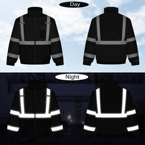 Wholesale Quality <b>High</b> <b>Visibility</b> Breathable Zippered Reflective <b>Softshell</b> Work <b>Jacket</b> Customizable Options OEM Service Cotton - Product Image 3
