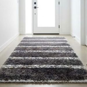 Best Selling Products Modern Striped <b>Bath</b> Rug Rectangle Plush Wool Acrylic Tufted Non-Slip Rubber Backing Bathroom Use - Product Image 4