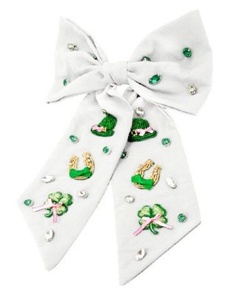 Nuevo y Elegante Lazo para el Cabello de Satén Verde del Día de San Patricio con Amuletos de la Suerte, Trébol Festivo y <span class=keywords><strong>Herradura</strong></span>, Accesorio para el Cabello con Pedrería 2026 - Product Image 5