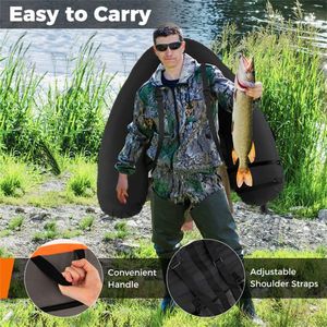 Flotador Inflable para Pesca Naranja y Gris de 350 lb con 2 Cámaras de Aire, Soporte para Caña y Regla para Peces - Product Image 3