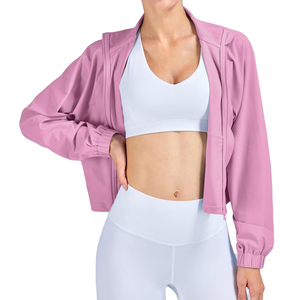 OEM Women <b>Yoga</b> Fitness <b>Jacket</b> Spandex Long Sleeve Full Zip Athletic Running Gym Sportswear Custom Front Activewear High Quality - Product Image 2