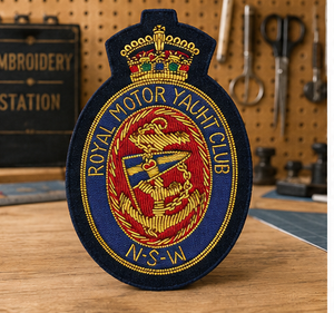 ROYAL MOTOR YACHET CLUB High Quality Lace Embroidered Patch <b>Sew</b>-On Fabric Badge Circular Luxury Design for Garment - Product Image 2