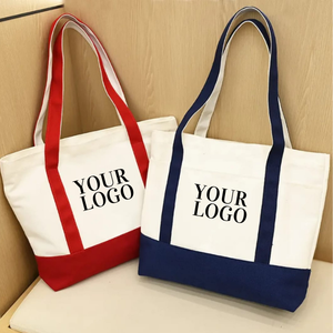 Bolsa de tela para compras hecha de material 100% algodón, ligera y duradera, con logotipo y tamaño personalizados. - Product Image 1