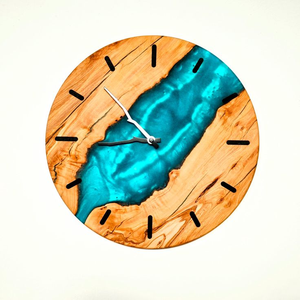 Designs uniques d'horloges en résine époxy et en bois entièrement personnalisés, horloge murale en résine époxy et en bois pour la décoration de la maison et du bureau - Product Image 2