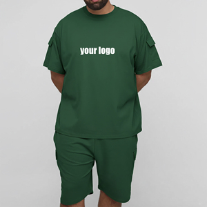 Ensemble de T-shirts décontractés pour hommes Athletic International en polyester/coton vert, couleur unie, respirant, tricoté, avec poche sur le devant, idéal pour l'été - Product Image 4