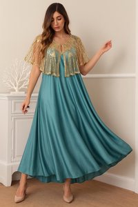 Blusa de Lujo con Flecos Bordados a Mano en Oro y Cuentas, Diseño de Diseñador, con Lentejuelas y Borlas, para Bodas y Espectáculos - Product Image 6