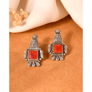 Pendientes de Botón Finos Meera Jaipur, Diseño Elegante en Plata para Mujer - Product Image 2