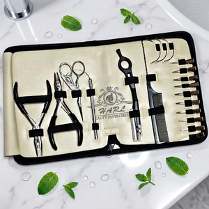Hair Styling And Extension Accessories Hair Extension Tool Kit with Pliers <b>Needles</b> Clips Razor and Loop Hair Extension Pliers - Product Image 3