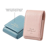 Pochette à rouge à lèvres pliable en cuir PU avec miroir compact, grande pochette portable, logo personnalisé pour le rangement de maquillage féminin
