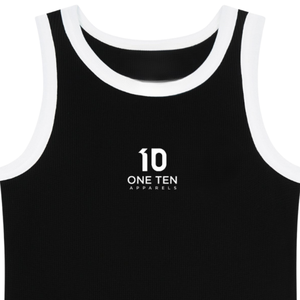 Custom Women's Black Ribbed Tank Top with <b>White</b> Contrast Trim Premium Cotton Sleeveless Casual Summer <b>Vest</b> OEM ODM Wholesale <b>Man</b> - Product Image 3