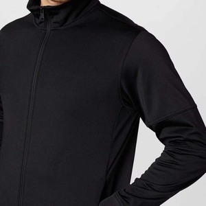 Survêtement noir pour homme, fermeture éclair intégrale, col montant, coupe décontractée, polyester, vêtement d'automne avec poches latérales - Product Image 4