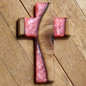 Croix en bois naturel pour la prière et la pratique de la foi, à afficher sur le mur ou la table, plaque en bois artisanale - Product Image 5