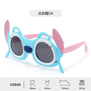 2025 Cartoon Children's Polarized <b>Sunglasses</b> for Girls and Boys, Silicone UV Protection <b>Sunglasses</b>, Wholesale, Cute Stitch Style - Product Image 6