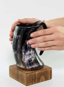 Jarra de Cuerno Vikinga de Alta Calidad 100%, Taza de Vino Tallada Estilo Europeo, Jarra de Cuerno de Búfalo/Vaca con Ágata para Beber Café, Última Tendencia - Product Image 2