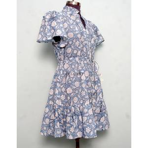 ชุดเดรสผ้าฝ้ายทำมือสไตล์อินเดีย แขนสั้น ลายดอกไม้ สำหรับงานปาร์ตี้ ของขวัญเจ้าสาว แฟชั่นผู้หญิง กระดุมธรรมชาติ  สามารถปรับแต่งได้ - Product Image 5