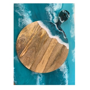 Planche à découper et plateau de service rectangulaire en bois et résine, 1,5 cm d'épaisseur, design décoratif, passe au lave-vaisselle, idéal pour les mariages - Product Image 3