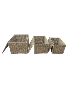 Eco-Friendly Woven Seagrass Storage Basket & Organizer <b>Box</b> with Lid Handles Flexible Design for Living Room Bedroom Bathroom - Product Image 2