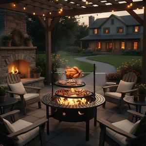 Braciere da Esterno da 33 Pollici con 2 Griglie Girevoli Rimovibili per Cucinare, Falò a Legna per Cortile e Terrazza, 2 Griglie di Cottura - Product Image 4