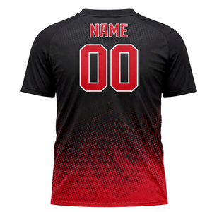 Maillot de softball personnalisé noir et rouge dégradé avec nom d'équipe et numéro 00, design col en V - Product Image 5