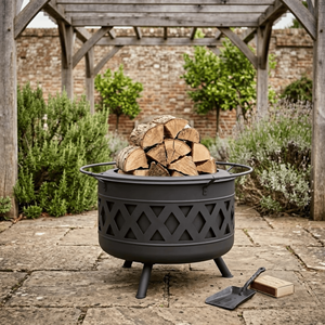 Modern <b>Round</b> Outdoor Fire Pit <b>Table</b> Wood Burning Portable Firepit with Spark Screen and Fire Poker for Garden <b>Patio</b> Party FP010 - Product Image 3
