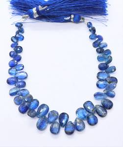 Perles de kyanite bleue naturelle facettées en forme de poire, 4x6-6x8 mm, perles de pierres précieuses kyanite, 7 pouces, perles de kyanite bleue pour la création de bijoux - Product Image 2