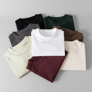 T-shirt Homme Manches Courtes Haute Qualité Coton Lourd 300g Style Japonais Couleur Unie Épaules Tricotées Ample Décontracté - Product Image 3