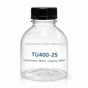 Botellas PET Virgen de Alta Calidad de 400 ml, Transparentes, de Grado Alimenticio, a Prueba de Fugas, con Tapa de Rosca, Almacenamiento Seguro para Jugos, Té, Smoothies, Uso Industrial - Product Image 3