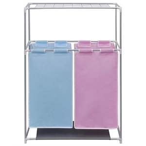 ตะกร้าแยกซักรีด2ส่วนพร้อมชั้นวางด้านบนสำหรับตากแห้ง - Product Image 2