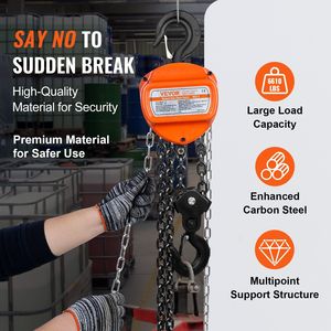 3 Ton 6600 Lbs Capacity 10 FT Hand Chain <b>Hoist</b> with Auto Chain Lead Come Along G80 Galvanized Carbon Steel Double-Pawl Brake - Product Image 4