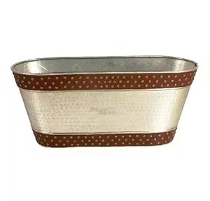 Pot de fleurs en métal galvanisé pour usage domestique, design côtelé blanc, durable, pour jardin extérieur, pour fleurs et plantes vertes - Product Image 6