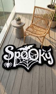 Alfombra Decorativa de Lana Geométrica Blanca y Negra de Lujo, Antideslizante, Hecha a Mano, para Decoración de Habitaciones de Halloween - Product Image 6