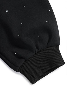 Black <b>Pullover</b> <b>Men</b>’s Hoodies Micro Rhinestone All Over Pattern Heavyweight Cotton Fleece Oversized Streetwear Manufacturing - Product Image 5