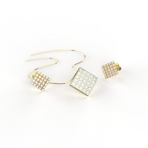 Pendientes de Diamantes de Oro Amarillo de Lujo para Mujer, Corte Princesa, Color D, Piedra Natural, Estilo para Uso Diario - Product Image 2
