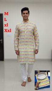 Kurta payjama de algodón grueso premium para hombre con elegante estampado digital - Product Image 4