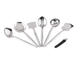 Ensemble complet de 6 ustensiles de cuisine en acier inoxydable, pack de cuisine jumbo pour la maison, outils métalliques ménagers - Product Image 2