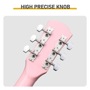 Chitarra Acustica Dreadnought Rosa da 41 Pollici con Cutaway a Forma di Barile, Corde, Capotasto, Borsa per il Trasporto, Accordatore, Chiave per Accordare - per Ragazzi Principianti - Product Image 6