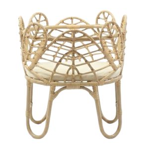 Berceau pour poupée en rotin naturel fait main pour enfants, mobilier de jeu de rôle, lit de poupée en osier durable, accessoires de jouets de nurserie - Product Image 1