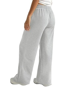 โลโก้และดีไซน์แบบกำหนดเองสำหรับกางเกงวอร์มขาบานสำหรับผู้หญิง-กางเกงจ็อกเกอร์ทรงหลวมแบบมีเชือกผูกเอวและดีไซน์ด้านหน้าเรียบ - Product Image 2