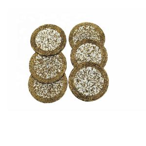 Ensemble de 6 sous-verres en perles de verre multicolores faits à la main modernes pour boisson sous-verres en perles de verre pour table basse - Product Image 5