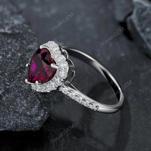 Anillo de Corazón con Piedra en Forma de Corazón, Joyería Linda y Dulce Más Duradera para Mujer, Anillos de Compromiso de Corazón para Mujer - Product Image 3