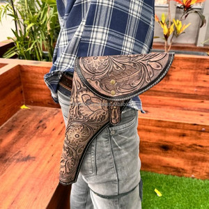 เคสแบบห่วงสไตล์คาวบอยหนังวัวแกะสลักแท้ทำเองซองหนังแบบซ่อนหรูหรางานศิลปะทำด้วยมือสไตล์ตะวันตก - Product Image 3