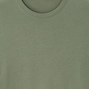 Camiseta de punto casual para hombre, de manga corta, cuello redondo, corte regular, color verde sólido - Product Image 2